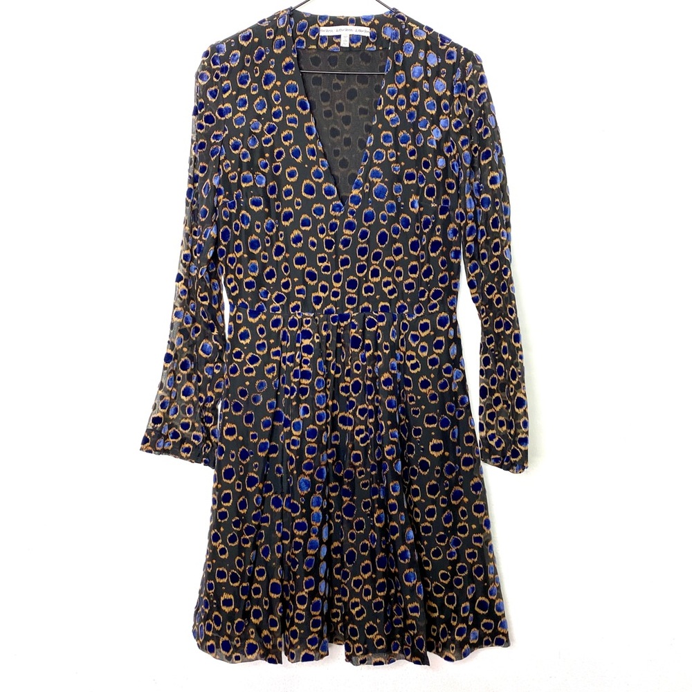 & Other Stories Velvet Animal Print V-Neck Dress